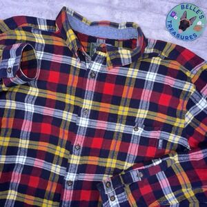 Woolrich Flannel Shirt Men's 2XL Long Sleeve Button Up Red‎ Plaid Pocket Shacket